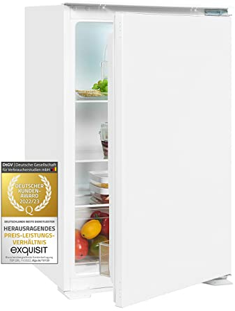 Exquisit EKS131-V-040F EEK: F Einbau Kühlschrank ohne Gefrierfach, Nischenhöhe 87,8cm, 129L, Schlepptürtechnik, LED, weiß