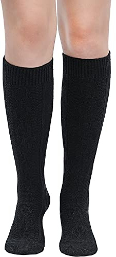 Geyoga Chaussettes de Bottes pour Femmes Chaussettes Thermiques Wellington en Laine en 5 Couleurs 4-8 UK (Noir, 13,8 Pouces)