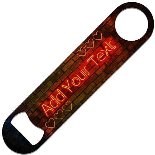Personalised Neon Effects Stainless Steel Bottle Opener Blade - Home bar Add Name