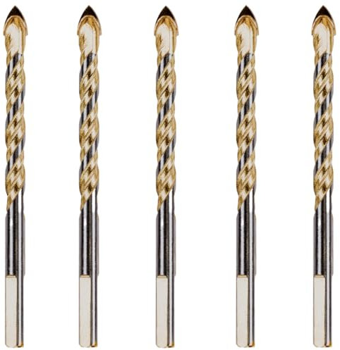 RENNIE TOOLS - Confezione da 5 punte per trapano per piastrelle da 4 mm, per l'uso su piastrelle in porcellana, cemento, pareti in mattoni, vetro, plastica, cemento e legno (4 mm)