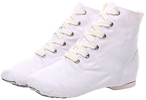 Segeltuch-Jazzschuhe Ballett Yoga Tanz Stiefeletten Geteilte Sohle Zum Schnüren Atmungsaktiv Für Kinder Erwachsene Frauen