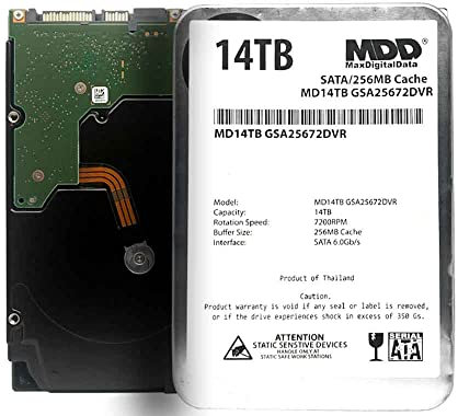 MDD 14TB 7200RPM 256MB Cache SATA 6.0Gb/s 3.5-inch Internal Hard Drive for Surveillance Storage (MD14TGSA25672DVR) - 3 Years Warranty (Renewed)