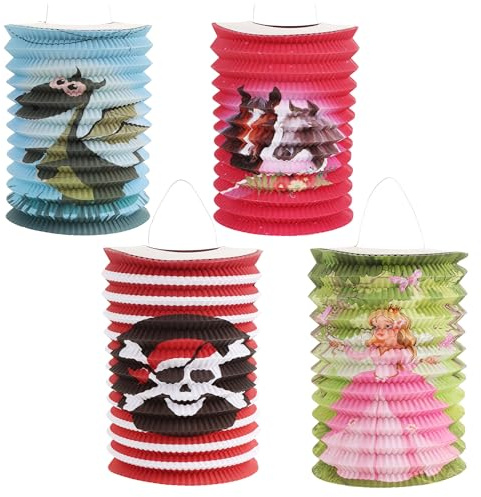 COM-FOUR® 4X farolillos con Motivos Coloridos - farolillos de Papel para San Martín y Halloween - farolillo de San Martín para niños