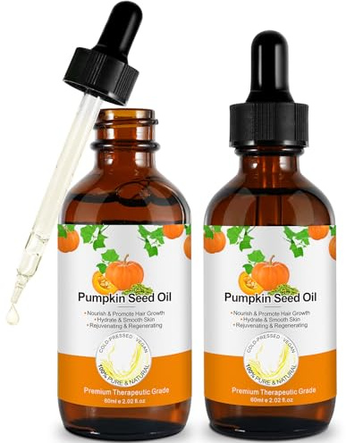 Olio di semi di zucca biologico per capelli (60 ml) – Pumpkin Seed Oil 100 puro – perfetto per l'idratazione e la riparazione di capelli secchi e danneggiati