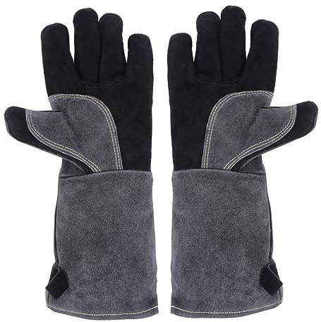 Veemoon 1paare Industrie Schutzhandschuhe Grillhandschuh Bbq Handschuhe Lange Unterarm Schutz Hitzebeständig Feuerfest Für Schmieden Schweißen Grillen Umfassender Schutz Einfache Handhabun