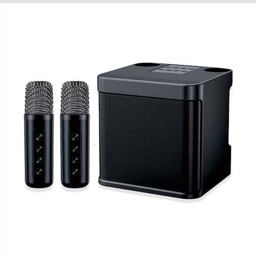 Karaoke-Maschine für Erwachsene, Karaoke-Maschine mit 2 Kabellosen Mikrofonen, Kabellose Karaoke-Lautsprecher mit BT-Lautsprecher, Karaoke-Maschine für Zuhause, Party, Camping