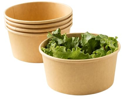 ECOPICNIC 50 stycken Kraft Salladsskålar 1000 ml | Engångsskålar i Papper för Sallader, Soppor, Glass och Takeaway, Miljövänliga Biologiskt Nedbrytbara Serveringsskålar