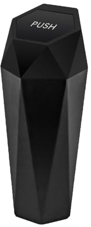 IUSOT Car Trash Can with Lid, Mini Car Bin, Diamond Design Small Automatic Portable Bin for Car, Leakproof Plastic Vehicle Trash Bin, Car Rubbish Bin (Black)