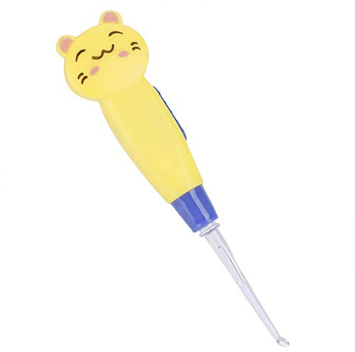 Extractor de Cera de Oídos con Linterna LED de Dibujos Animados, ABS, con Cuchara, Pinzas para el Cuidado del bebé, Cabezales de Repuesto Incluidos (3)