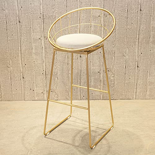 DRFGHK 2er-Set Frühstücks-Esszimmerstühle Barhocker mit Metallrahmen und Fußstütze Pu-Leder gepolsterte Barhocker für Bar, Theke, Küche, Gold