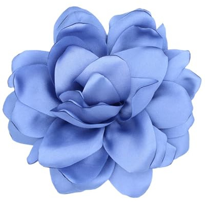 LOZTBUE 1 Stück Rosen-Blumenbrosche, große Musselin-Brosche, Haarspange, klassisch, elegant, handgefertigt, Blumenbrosche, geeignet für Hochzeit, Party, Tanz (Blau)