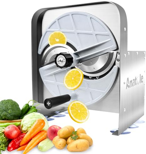 Anatole Cortador de Verduras Frutas Comercial Acero Inoxidable 0-10mm Ajustable Rebanadora de Patata Cebolla Manual para Tomate Limón Naranja Zanahoria Repollo