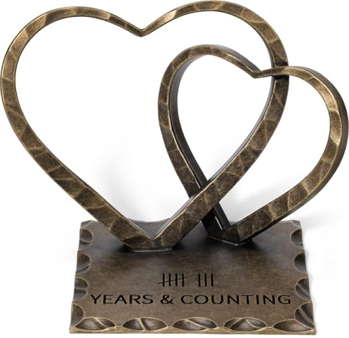 Vastsea Handgefertigte Skulptur mit zwei Herzen, zum 8. Jahrestag | 8 Jahre Jubiläum Hochzeit Herz Dekoration Geschenke Ideen für Sie Ihn Paar Ehefrau Ehemann mit Grußkarte & Geschenkbox
