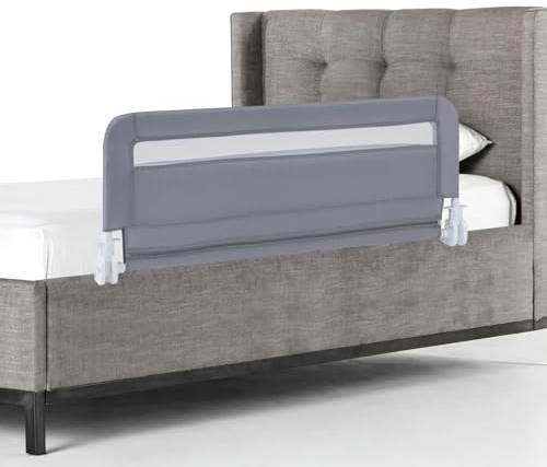 COSTWAY Sänggaller, vikbart för småbarn, 100 x 42 cm, sängskydd med säkerhetsbälte och avtagbart överdrag, spjälsängsskydd, fallskydd, för spjälsäng, resårsäng (grå)