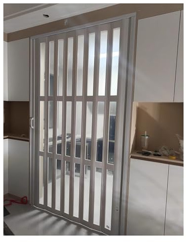 Interior Folding Doors, White PVC Concertina Style for Versatile Room Separation in Kitchen, Living Room, Dining Area