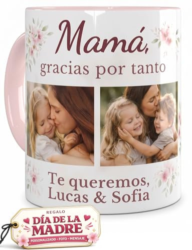 El Detallito & Tú Taza Personalizada Foto Texto Para Mama Regalo Emocional Mujer Detalle Unico Amor Recuerdo Especial Desayuno Dia Madre Cumpleanos Sorpresa Original Taza Cafe Ceramica Rosa Blanco