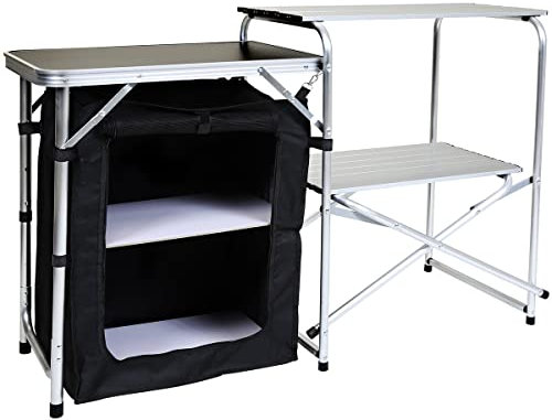 CHARLES BENTLEY Odyssey, Folding Kitchen Unit, Small, Camping Storage Unit, Portable, Outdoor Cooking, Lightweight, Foldable, Easy Assembly, Mesh Panelling, Carry Bag (120x46x80cm)
