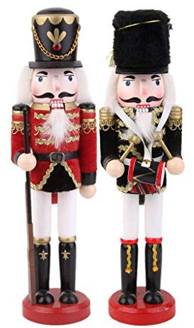 Tubayia 2 Stück 30cm Holz Handgemalte Nussknacker Soldaten Figuren für Christbaumschmuck