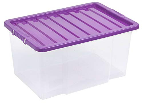 URBNLIVING 50 Liter Storage Box & Lid Purple