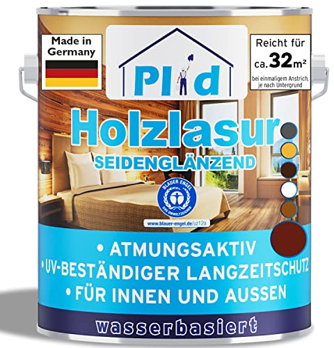PLID® Holzlasur Innen & Aussen Palisander 2,5L - Holzschutzlasur Außen mit UV beständigem Langzeitschutz- Grundierung Holz Außen - Holzschutzgel atmungsaktiv - Made in Germany
