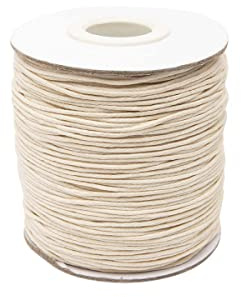 Realm Waxed Cord Cotton - Bracelets, Necklaces, Jewellery Thread, Shamballa Macrame (1mm Natural - 1m)