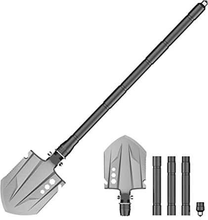 Lixada Pala Plegable para Exteriores, Multiherramienta, Pala para Acampar, Herramienta De Afianzamiento para Coche, Emergencia, Supervivencia, Senderismo, Mochilero