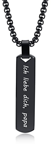 TempBeau Halskette Herren Schwarz Paar Anhänger Möbius Halskette Edelstahl mit 60cm Ketten Schwarz Silber Schmuck Geschenk für Paare Männer Junge Teenager Papa Sohn