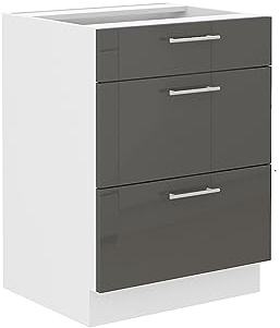 Kuechen-preisbombe Unterschrank 60 Lara Grau Hochglanz Küchenzeile Küchenblock Küche Soft-Close