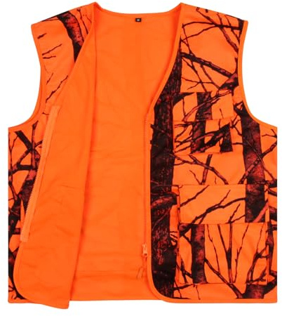 Volein Blaze Orange Hunting Vest with Pocket, Lightweight Deer Hunting Camo Vest for Big Game, L