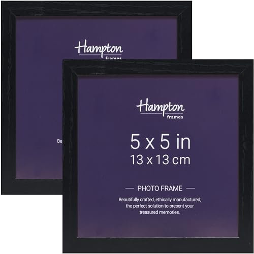 Hampton Frames OXFORD OXF55NGX-2PK Lot de 2 cadres photo noirs en acrylique (sans verre) 13 x 13 cm