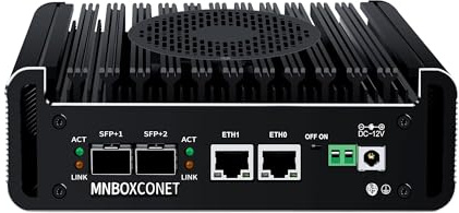 MNBOXCONET Mikro brandvägg PC 2 x 10 GbE SFP+ N150, Mini PC Appliance Office, barebone NO RAM NO SSD, 2xi226V 2.5 GbE LAN, Typ-C, TF, HD, Support Windows OPNsense, SPK/MIC