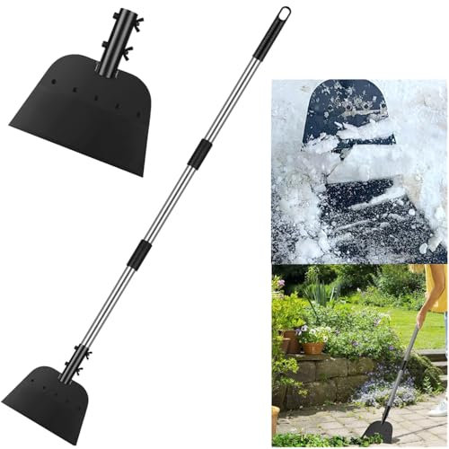 Snöspade, trädgårdsspade, isskrapa, golvskrapa, 23 cm spade med justerbart handtag, järnborttagning för trottoar och väg, trädgårdsrengöringsskrapa, spatverktyg för ogräsrensning