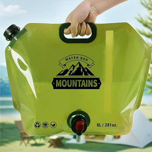 XiXiYang 2PCS Camping Water Container Bag - Collapsible Water Storage Carrier with Spigot,8L Drinking Water Container for Caravans Camping Hiking Travel BBQ Travel Outdoor Use (Dark green)