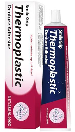 Tuxuseo Pegamento termoplástico para dentaduras postizas, 28 g, extra fuerte para terceros, adhesivo para prótesis suelto e inferior, para mejorar el ajuste de la prótesis