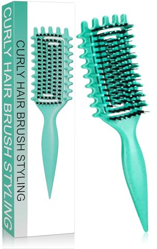 Lociban Cepillo Pelo Rizado, Cepillo de Peinado, Curl Defining Brush, Peine Pelo Rizado, Cepillo Curly Rizos, Cepillo para Dar Forma y Definir Rizos en Hombres y Mujeres(Verde)