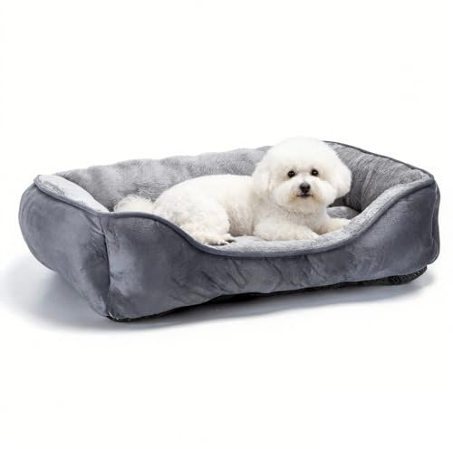 Nobleza - Panier pour Chien Lavable en Machine, Couchage Nid Ultra Doux avec Bord Surélevé & Anti-Dérapant pour Chiens Moyens/Grands, 67x57 cm (Gris) - M