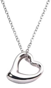 Open Silver Heart Pendant Necklace, 18K Silver Plated Stainless Steel Jewelry for Women Chain with Dainty Heart Charm, Women's Fashion Jewelry - Valentine's Gifts for Her, Trendy Gifts for Mom