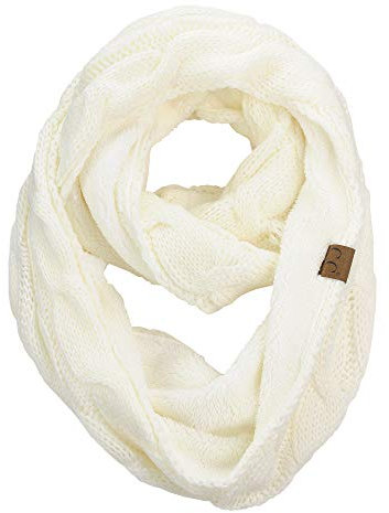 C.C Damen Warmer Winter Unendlichkeitsschal mit Sherpa Futter, Elfenbein