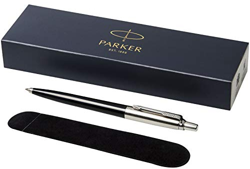 PARKER Jotter Ballpoint Pen with Velvet Pouch in Gift Box - Black Ink - Black Barrel