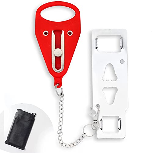 Voarge 1 Piezas Cerradura de Puerta Portátil, Agregar cerradura adicional para mayor seguridad y privacidad, para Escuela Hogar Apartamento Hotel Motel,Rosa