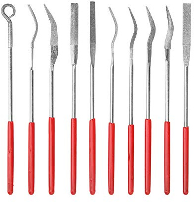Mini-Diamant-Nadelfeilen-Set, Flache Nadel, Quadratische, Runde Form, Gewehrfeilen für Metalljuweliere, Glas, Holzschnitzerei, Handwerk, Handliche Gebogene Feilen, Legierung, Lapidar, Keramik, Gebogen