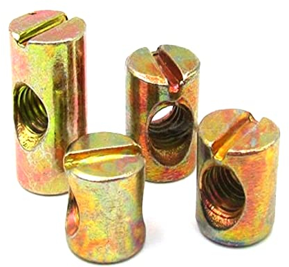 M5*10L*8D,10 STÜCKE Fassbolzen Kreuzdübel Schlitzbeschläge Geeignet für Bettenstühle Horizontale Lochmutter Hammer Embedded Nut