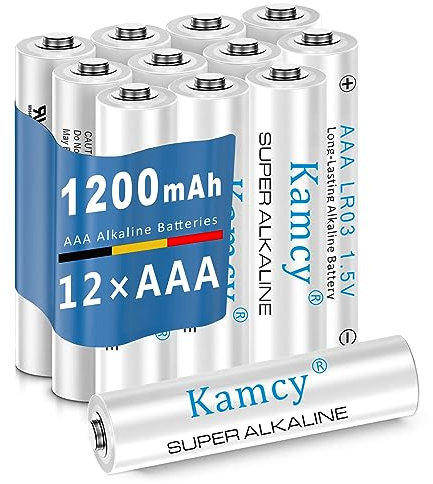 KAMCY Piles alcalines Micro AAA 1,5 V LR03 – 1400mAh, Piles AAA pour Jouet, Réveil, Télécommande Portable et d'autres Dispositifs Quotidiens – Longue durée et puissantes – Lot de 12