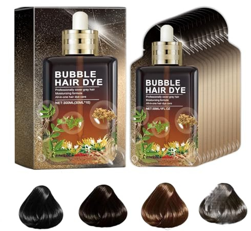 Teinture Capillaire VéGéTale à Bulles, Shampooing De Teinture Capillaire à L'Extrait Naturel De Plante, Teinture Capillaire VéGéTale Pour Cheveux Gris Hommes Femmes (Marron)