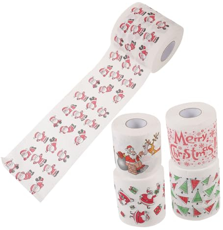 COLLBATH 5rollen Weihnachts-servietten Mit Motiv Saugfähig Und Reißfest Festliche Papierservietten Für Party Dekoration Und Wc Hochwertige Bedruckte Papierservietten Für Weihnachten