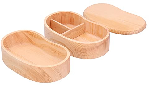 Topyond Caja Bento de Madera Organizador de Almacenamiento de Alimentos Simple y Elegante, Contenedor de Almuerzo portátil para Adultos, Caja de Almuerzo Elegante apilable para