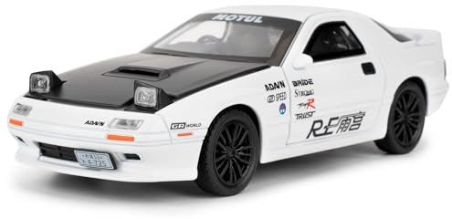 imtfzct 1/32 Mazda RX7 Modellauto, Spielzeugauto aus Aluminiumdruckguss, Spielzeugmodellauto zum Sammeln, Spielzeugauto mit Sound- und Lichtfunktion und Pull-Back-Funktion, Geschenk für Kinder(weiß)