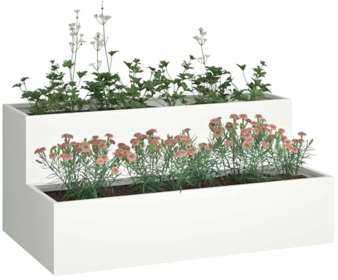 vidaXL Vaso da giardino Bianco 100 x 60 x 45 cm | Materiali resistenti che durano a lungo, Aiuta le piante a crescere meglio,