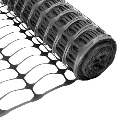 TuffLine Plastic Barrier Fencing Roll 1m x 50m 80GSM, Temporary Safety Fence Mesh, Garden Fencing Roll, Construction Site Barrier, Crowd Control Fencing - Black