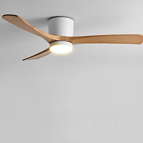 Ventilatore da soffitto silenzioso per bambini, 91,4 cm, illuminazione a LED da 12 W, regolabile a 6 velocità, pale in legno per soggiorno e sala da pranzo, elegante ventilatore da soffitto per